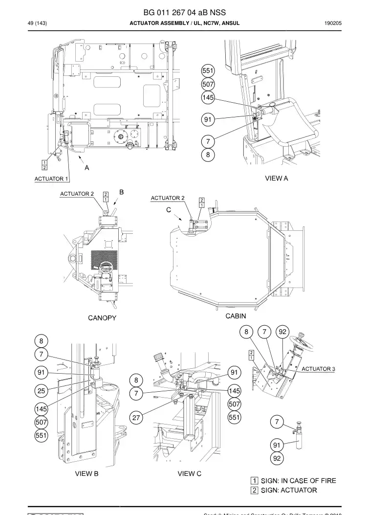 BG01126704a BG 011 267 04a Actuator Assembly - Sandvik Technical Drawing