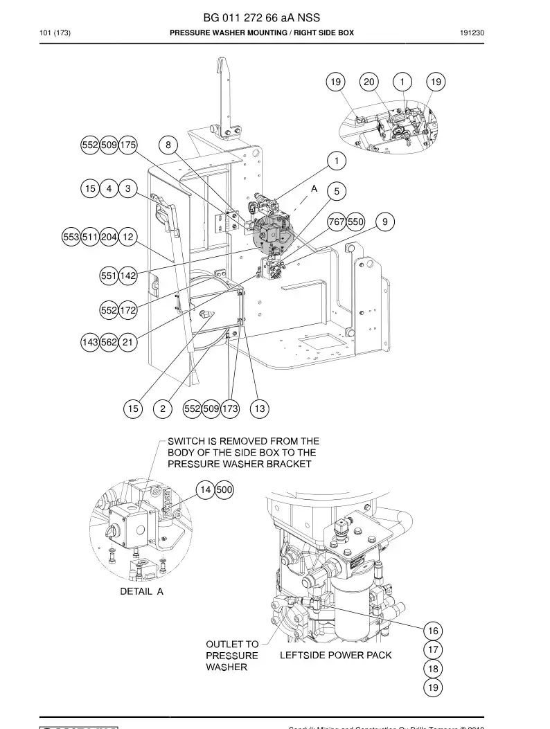 BG01127266a BG 011 272 66a Pressure washer mounting - Sandvik Technical Drawing