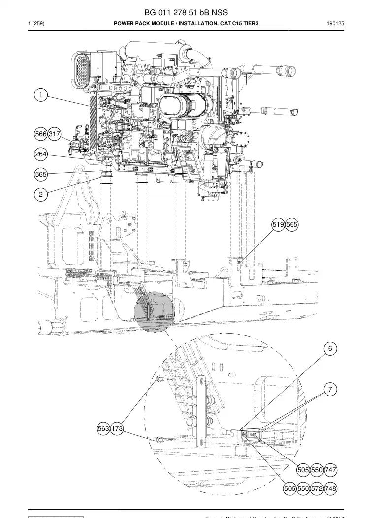 BG01127851d BG 011 278 51d Power Pack Module - Sandvik Technical Drawing