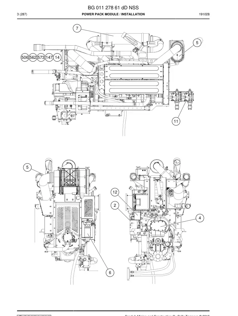 BG01127861d BG 011 278 61d Power Pack Module - Sandvik Technical Drawing