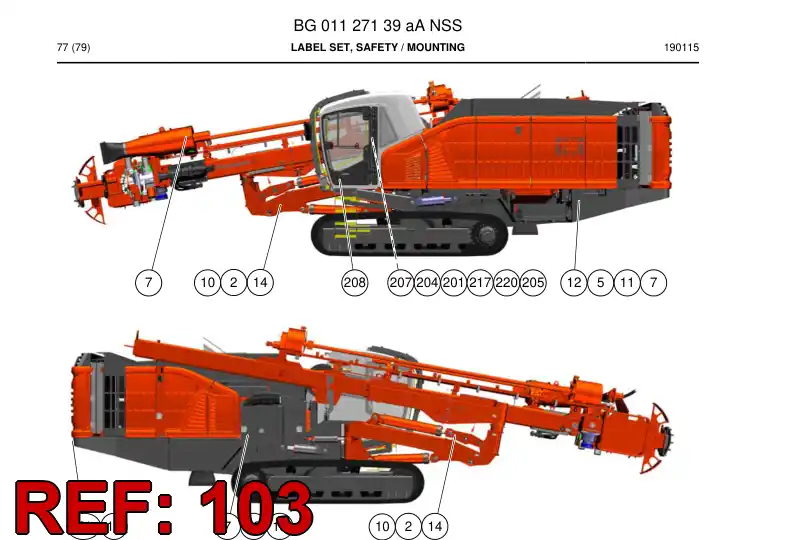 BG01127898a BG 011 278 98a Decal - Sandvik Technical Drawing