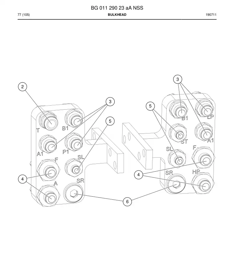 BG01129023a BG 011 290 23a Bulkhead - Sandvik Technical Drawing