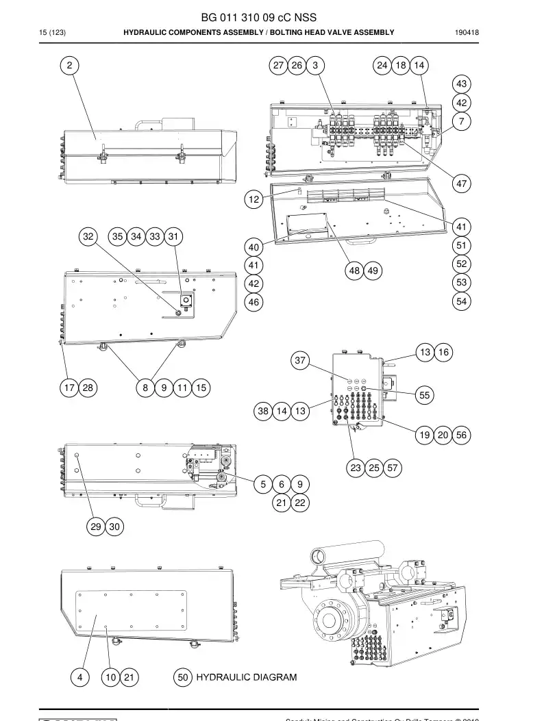 BG01131009c BG 011 310 09c Hydraulic Components Assembly - Sandvik Technical Drawing