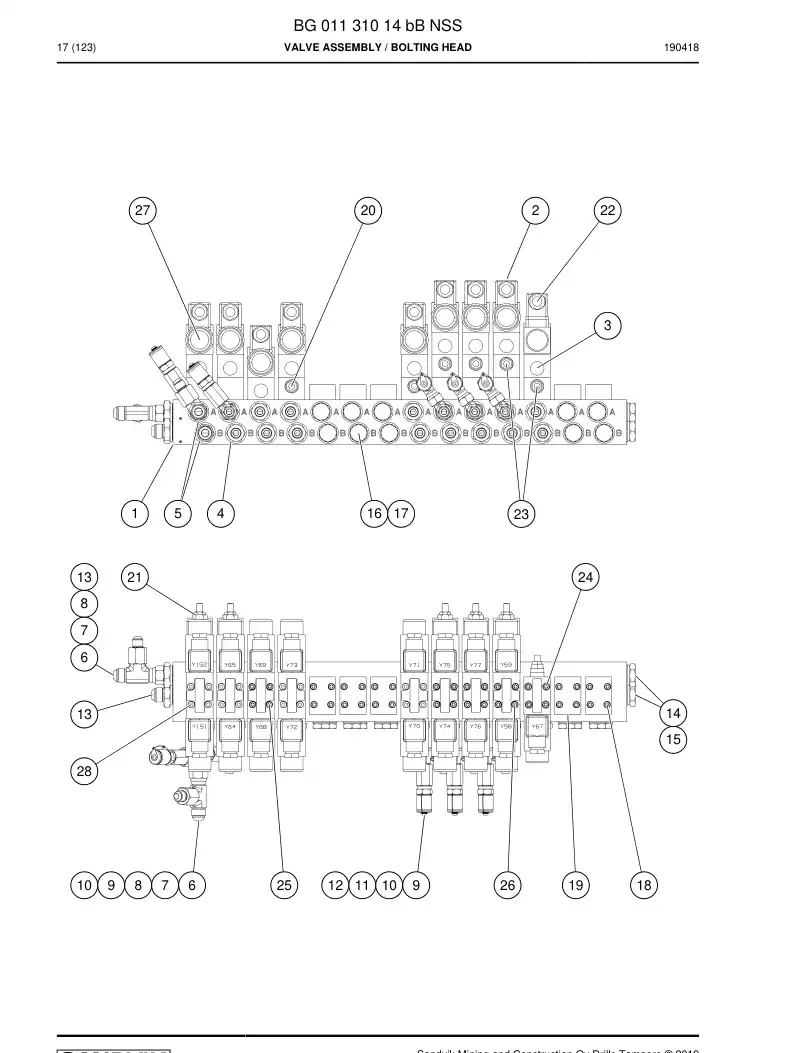 BG01131014b BG 011 310 14b Valve Assembly - Sandvik Technical Drawing