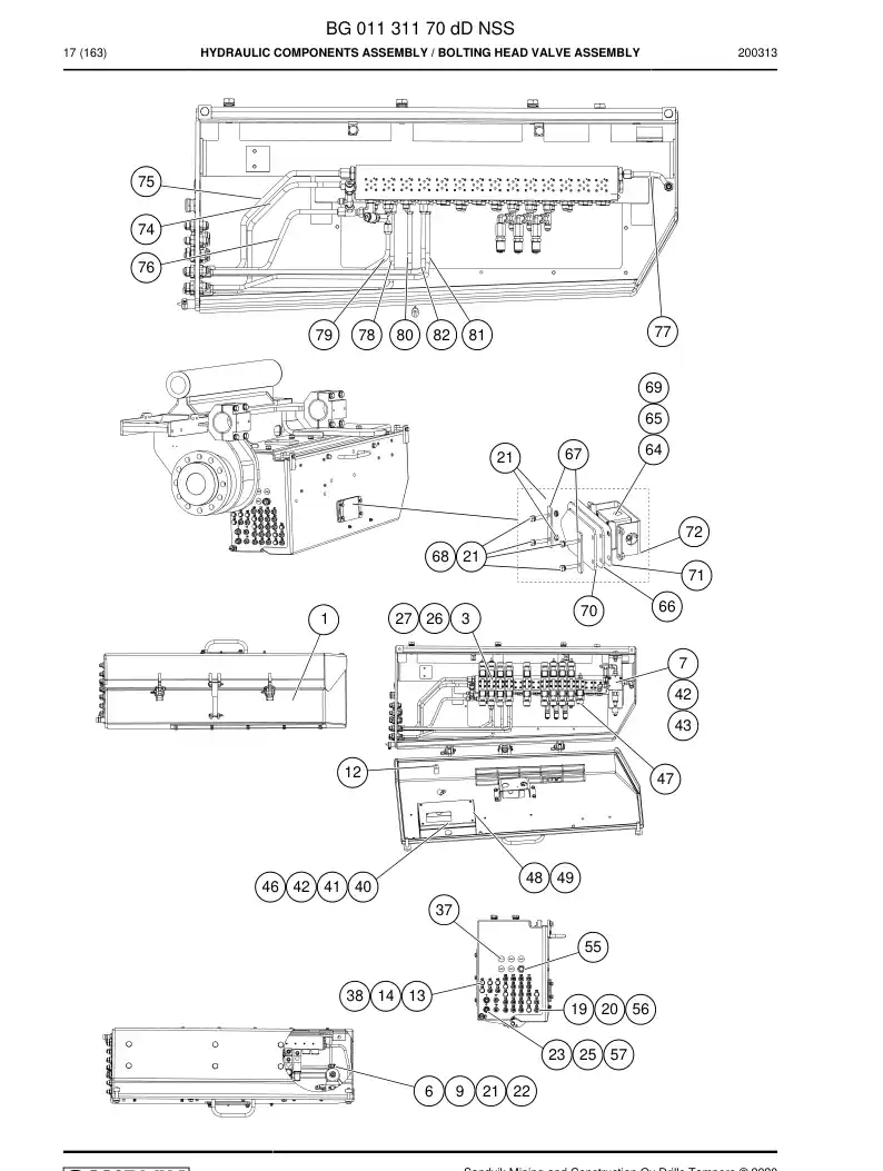 BG01131170d BG 011 311 70d Hydraulic Components Assembly - Sandvik Technical Drawing