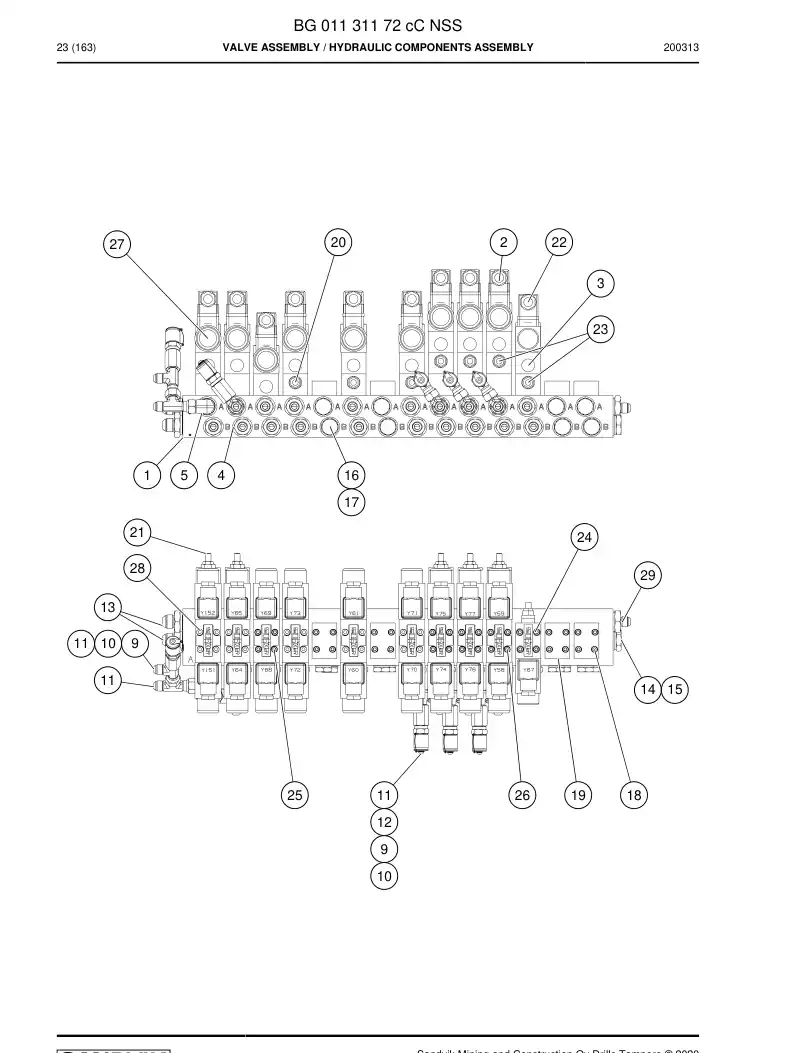 BG01131172c BG 011 311 72c Valve Assembly - Sandvik Technical Drawing