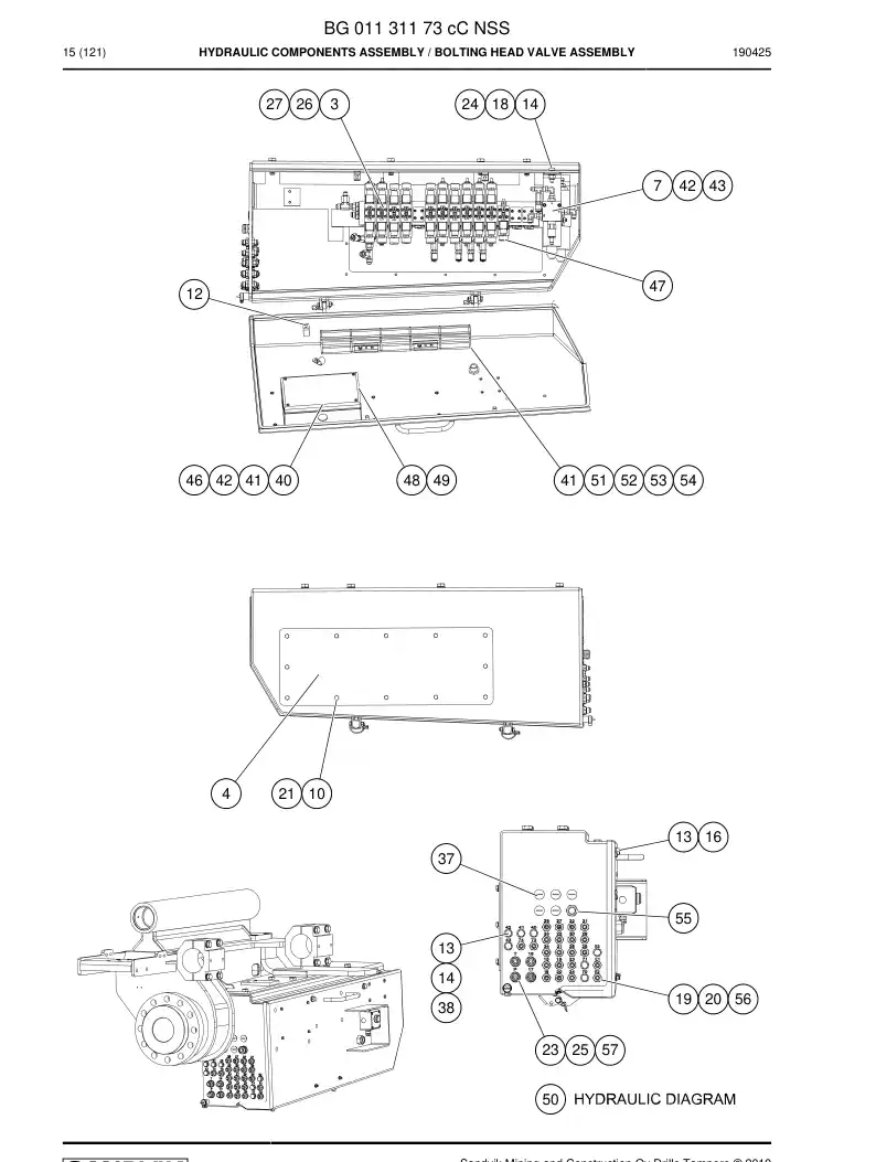 BG01131173c BG 011 311 73c Hydraulic Components Assembly - Sandvik Technical Drawing