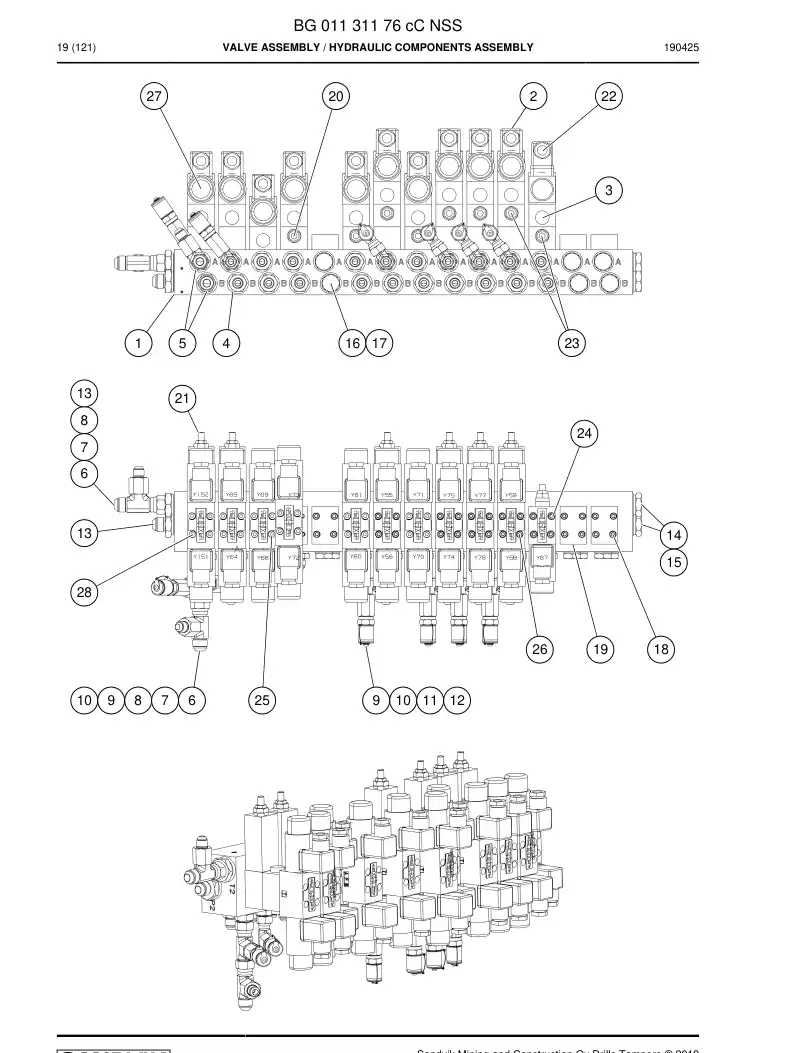 BG01131176c BG 011 311 76c Valve Assembly - Sandvik Technical Drawing