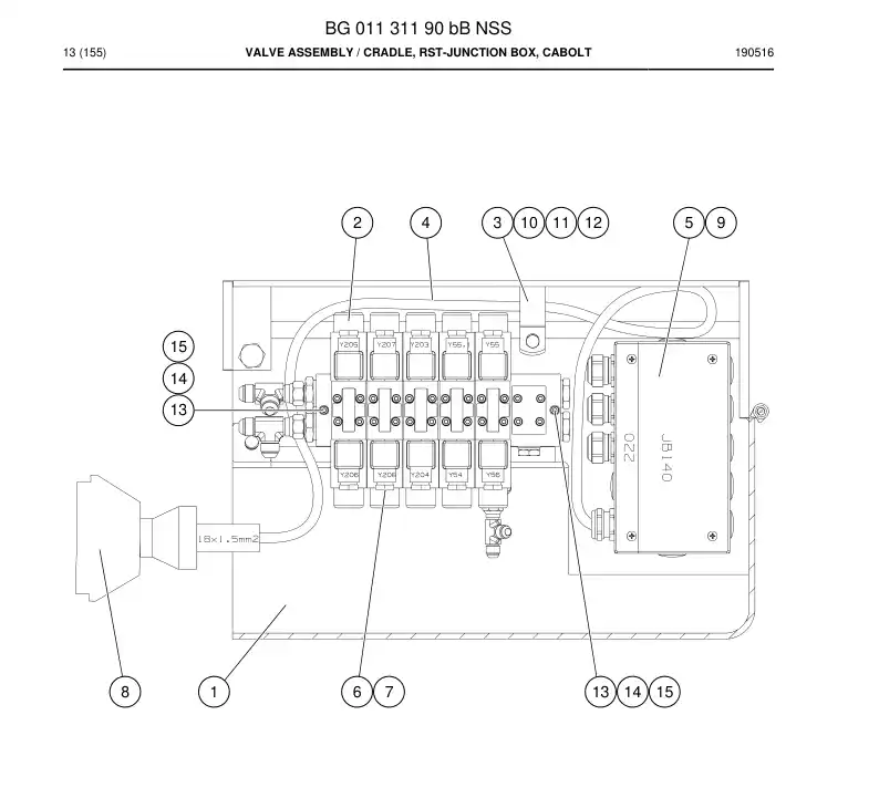 BG01131190b BG 011 311 90b Valve Assembly - Sandvik Technical Drawing