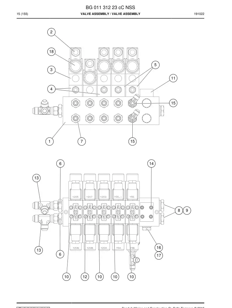 BG01131223c BG 011 312 23c Valve Assembly - Sandvik Technical Drawing