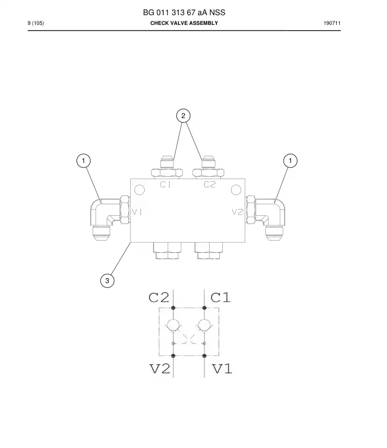 BG01131367a BG 011 313 67a Check Valve Assembly - Sandvik Technical Drawing