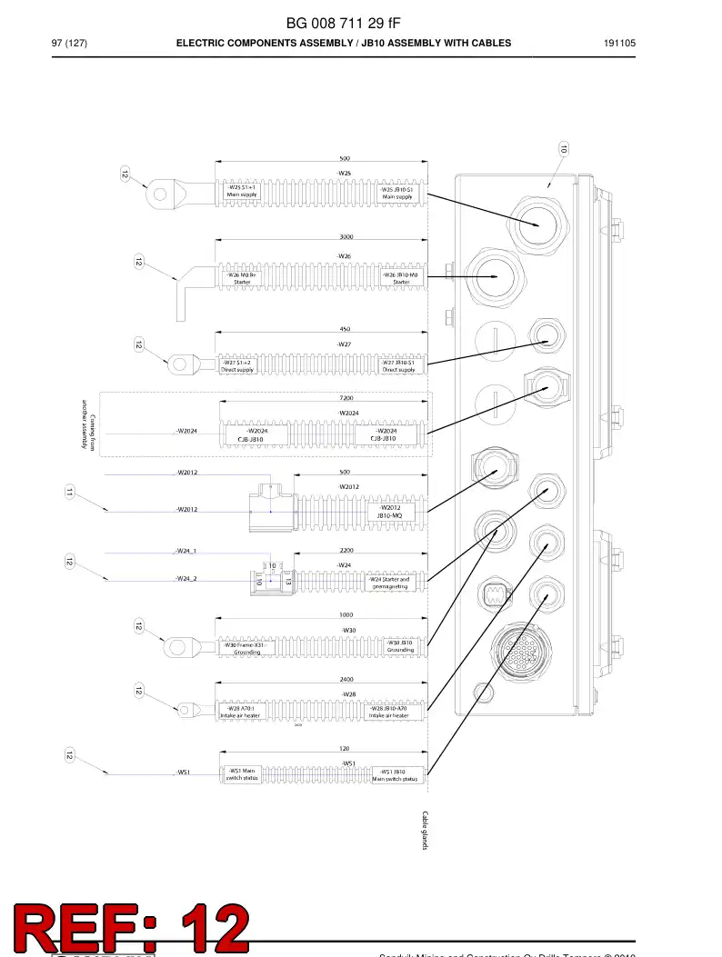 BG01131787d BG 011 317 87d Wiring Harness Assembly - Sandvik Technical Drawing