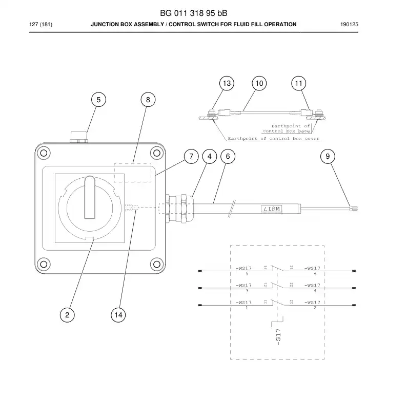 BG01131895c BG 011 318 95c Junction Box Assembly - Sandvik Technical Drawing