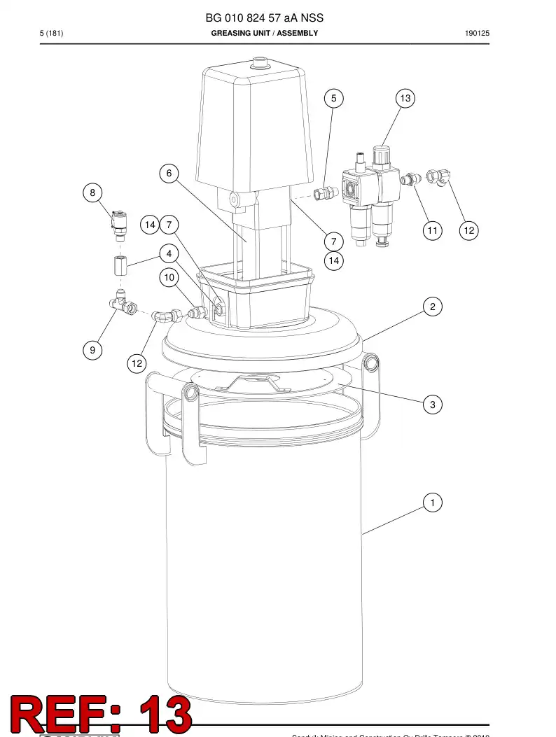 BG01132570a BG 011 325 70a Filter-Regulator-Lubricator (pneumatics) - Sandvik Technical Drawing