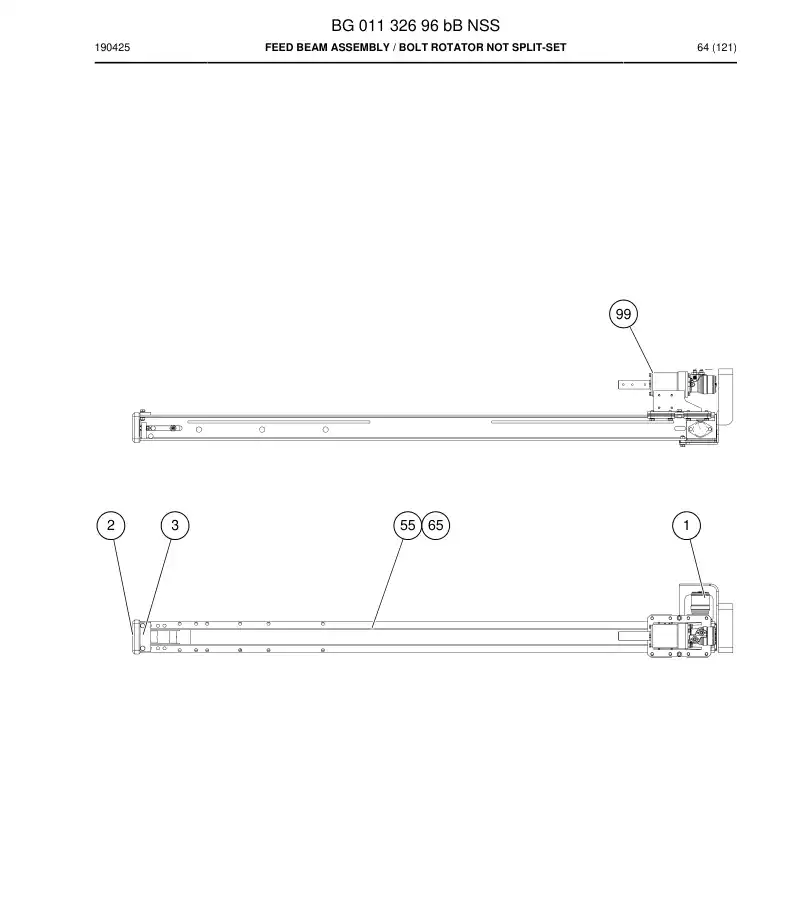 BG01132696b BG 011 326 96b Feed Beam Assembly - Sandvik Technical Drawing