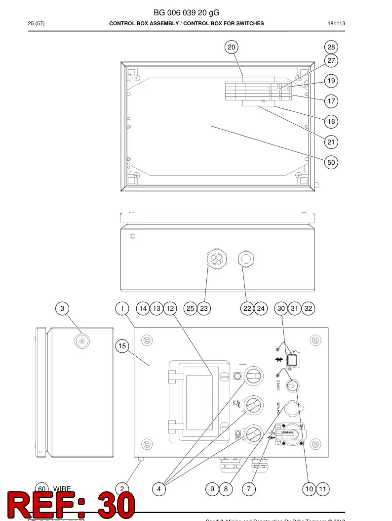 BG01134546a BG 011 345 46a Connector, Rectangular - Sandvik Technical Drawing