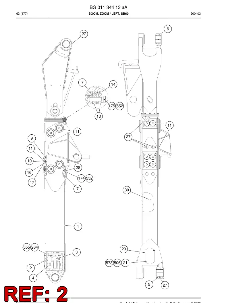 BG01134553a BG 011 345 53a Tube, Inner - Sandvik Technical Drawing