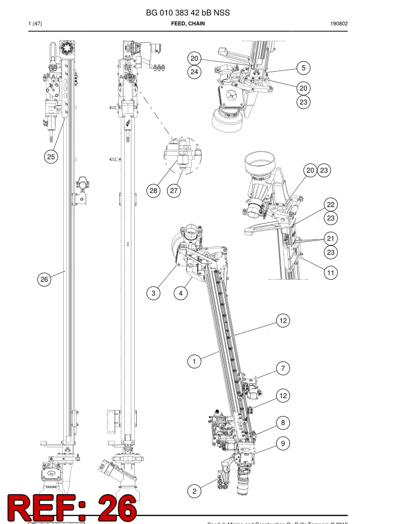 BG01135047a BG 011 350 47a Chain, Roller - Sandvik Technical Drawing