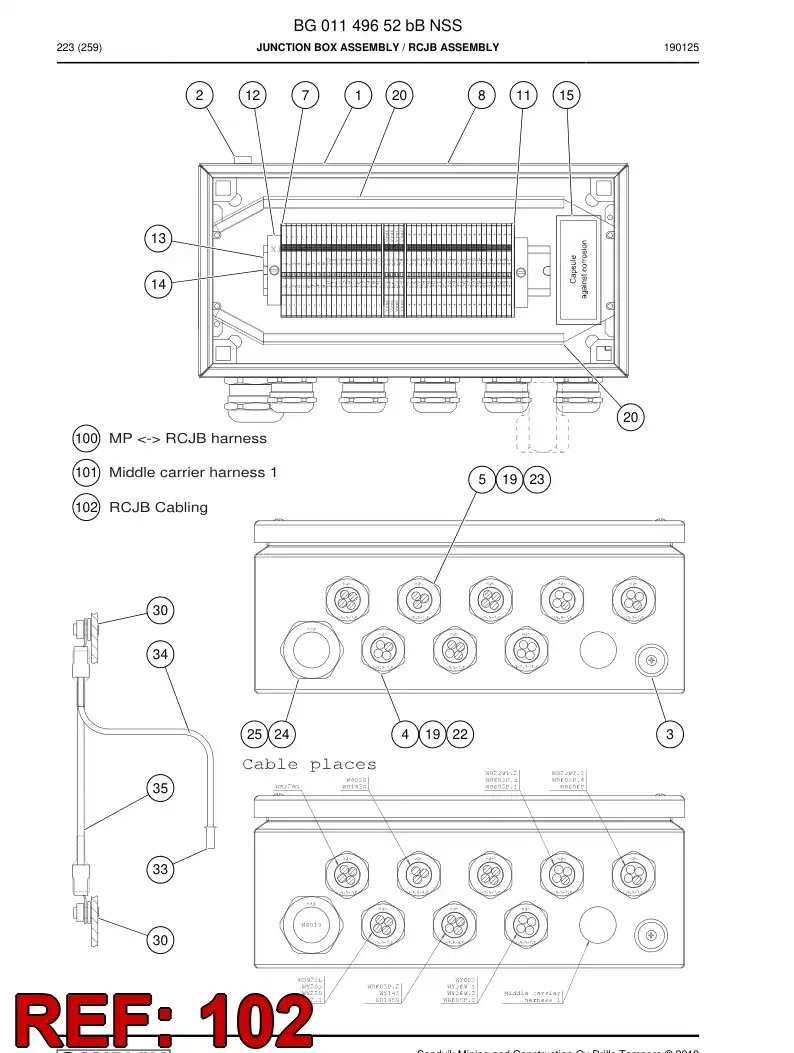 BG01135171a BG 011 351 71a Cable set - Sandvik Technical Drawing