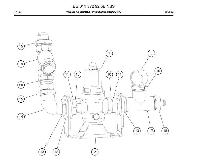 BG01137292b BG 011 372 92b Valve Assembly, Pressure Reducing - Sandvik Technical Drawing