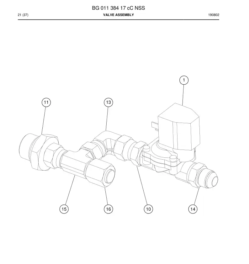 BG01138417c BG 011 384 17c Valve Assembly - Sandvik Technical Drawing