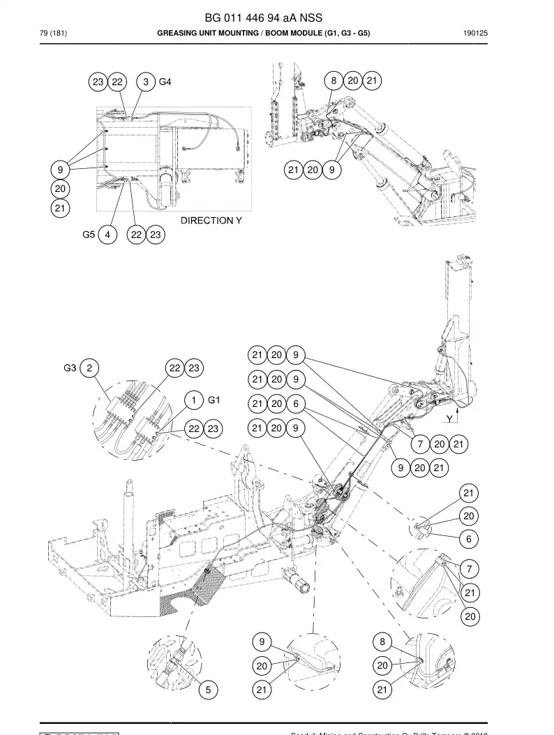BG01144694a BG 011 446 94a Greasing Unit mounting - Sandvik Technical Drawing
