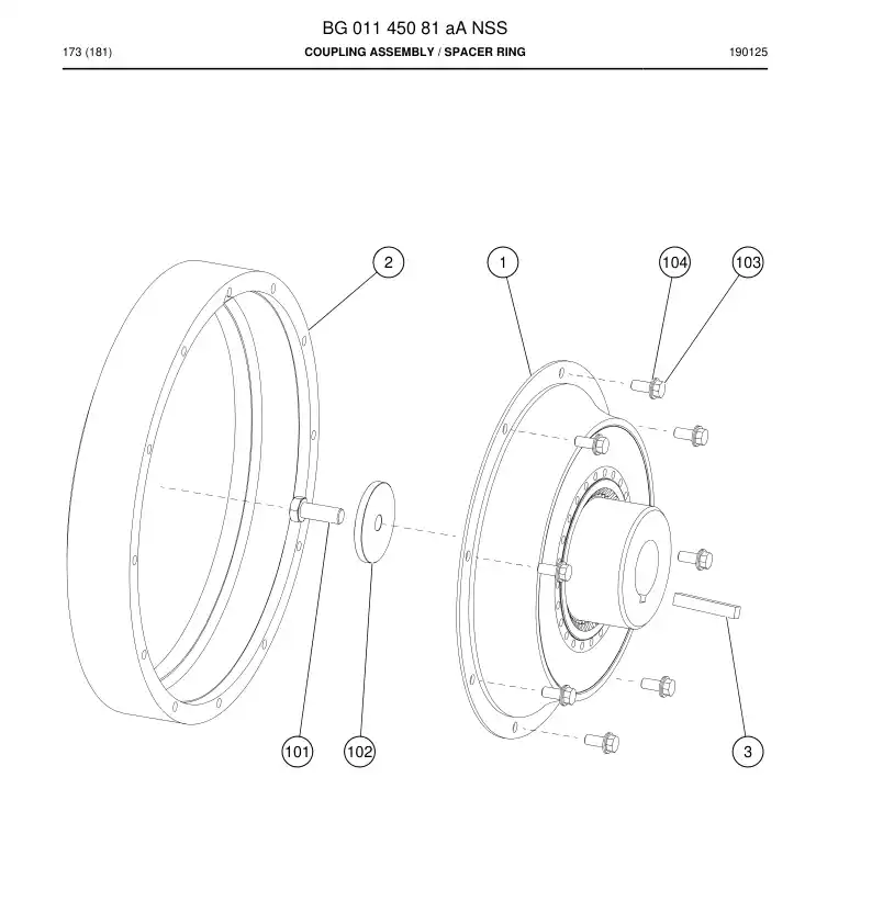 BG01145081a BG 011 450 81a Coupling Assembly - Sandvik Technical Drawing