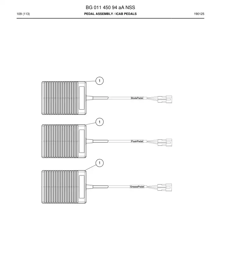 BG01145094a BG 011 450 94a Pedal Assembly - Sandvik Technical Drawing