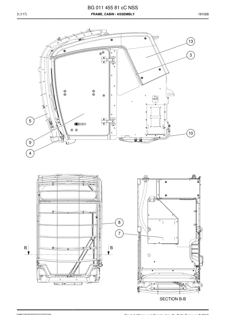 BG01145581c BG 011 455 81c Frame, Cabin - Sandvik Technical Drawing