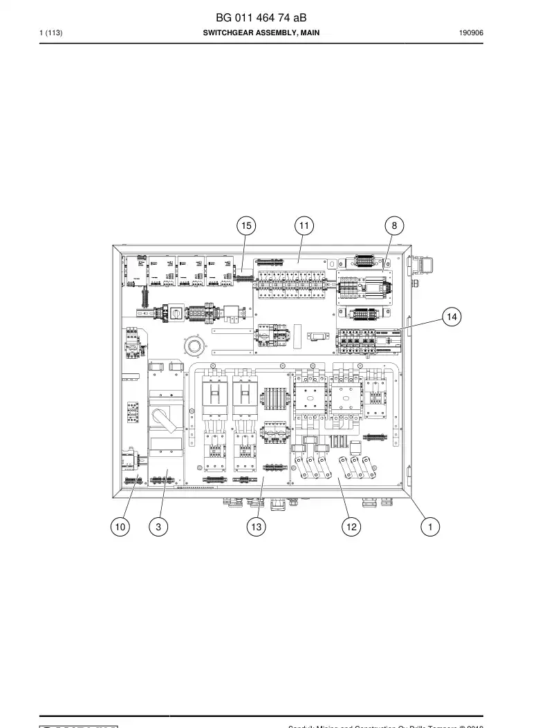 BG01146474a BG 011 464 74a Switchgear Assembly, Main - Sandvik Technical Drawing