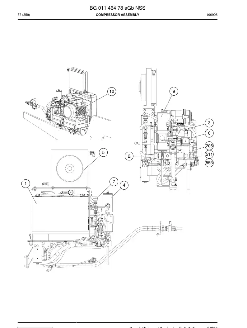 BG01146478a BG 011 464 78a Compressor Assembly - Sandvik Technical Drawing