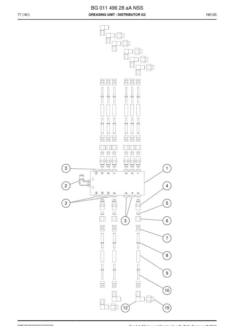 BG01149628a BG 011 496 28a Greasing Unit - Sandvik Technical Drawing