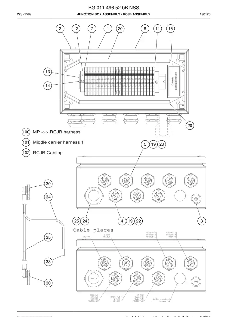 BG01149652b BG 011 496 52b Junction Box Assembly - Sandvik Technical Drawing