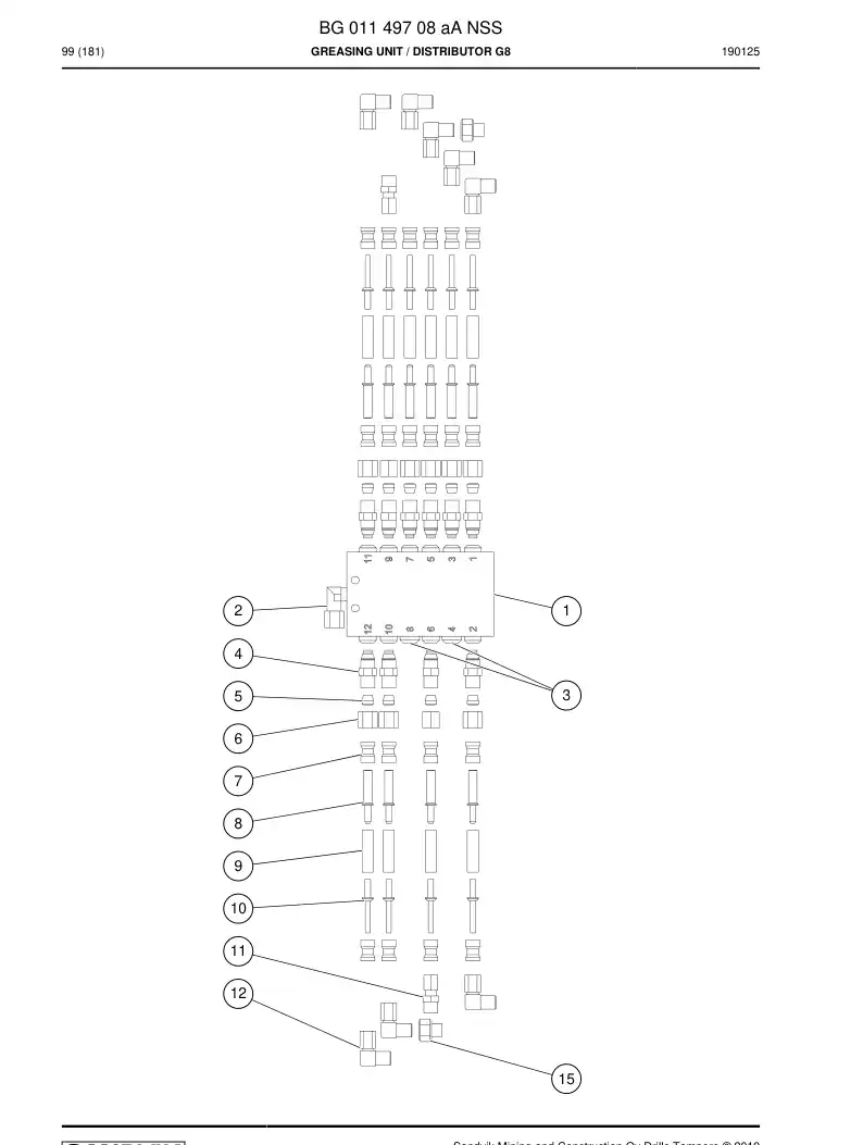 BG01149708a BG 011 497 08a Greasing Unit - Sandvik Technical Drawing