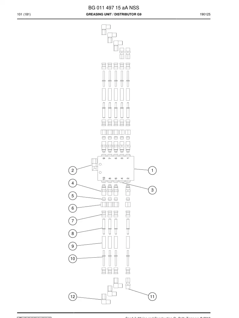 BG01149715a BG 011 497 15a Greasing Unit - Sandvik Technical Drawing
