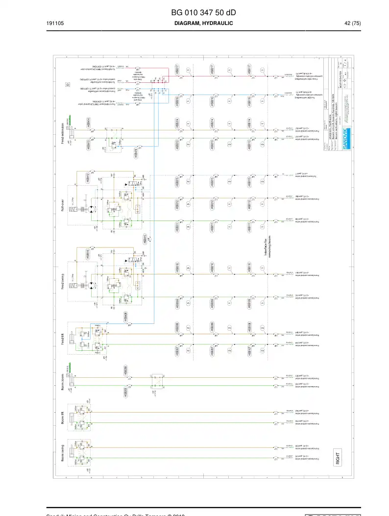 BG01150194a BG 011 501 94a Hose Assembly, Hydraulic - Sandvik Technical Drawing