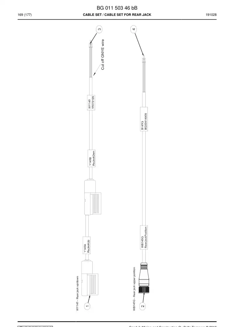 BG01150346b BG 011 503 46b Cable set - Sandvik Technical Drawing