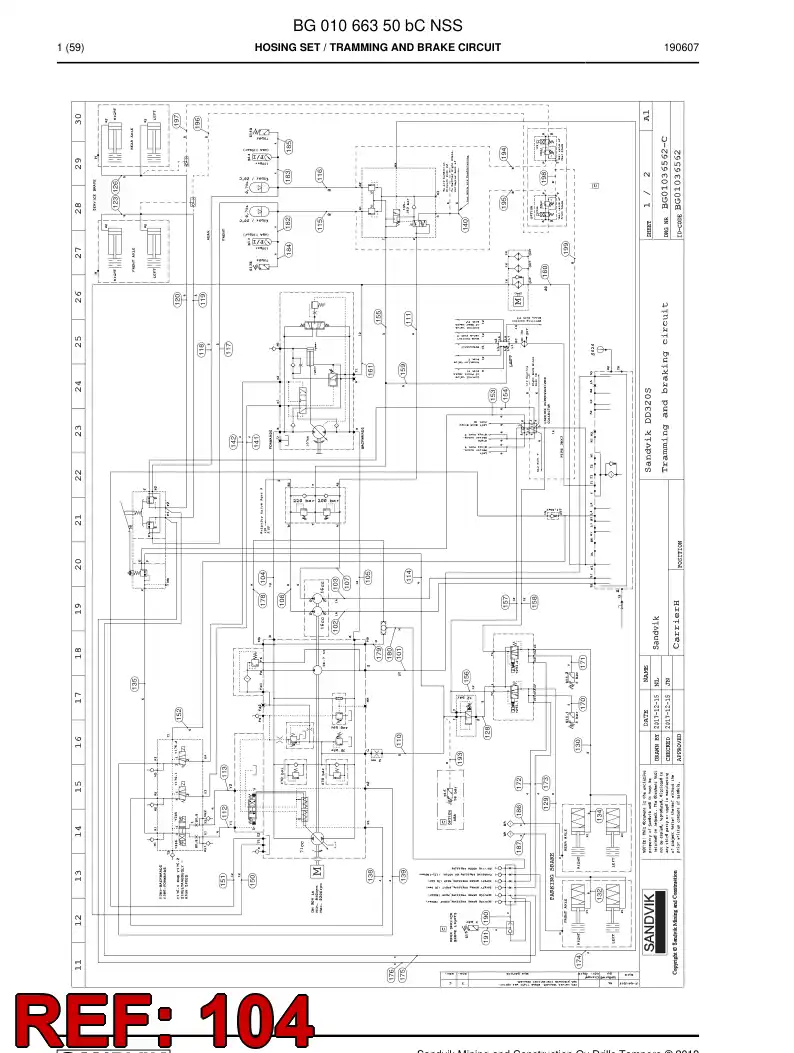 BG01151292a BG 011 512 92a Hose Assembly, Hydraulic - Sandvik Technical Drawing