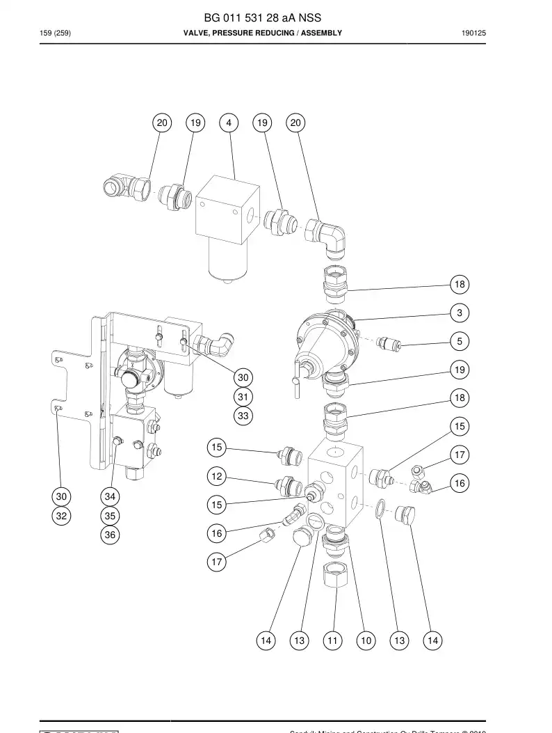 BG01153128a BG 011 531 28a Valve, Pressure reducing - Sandvik Technical Drawing
