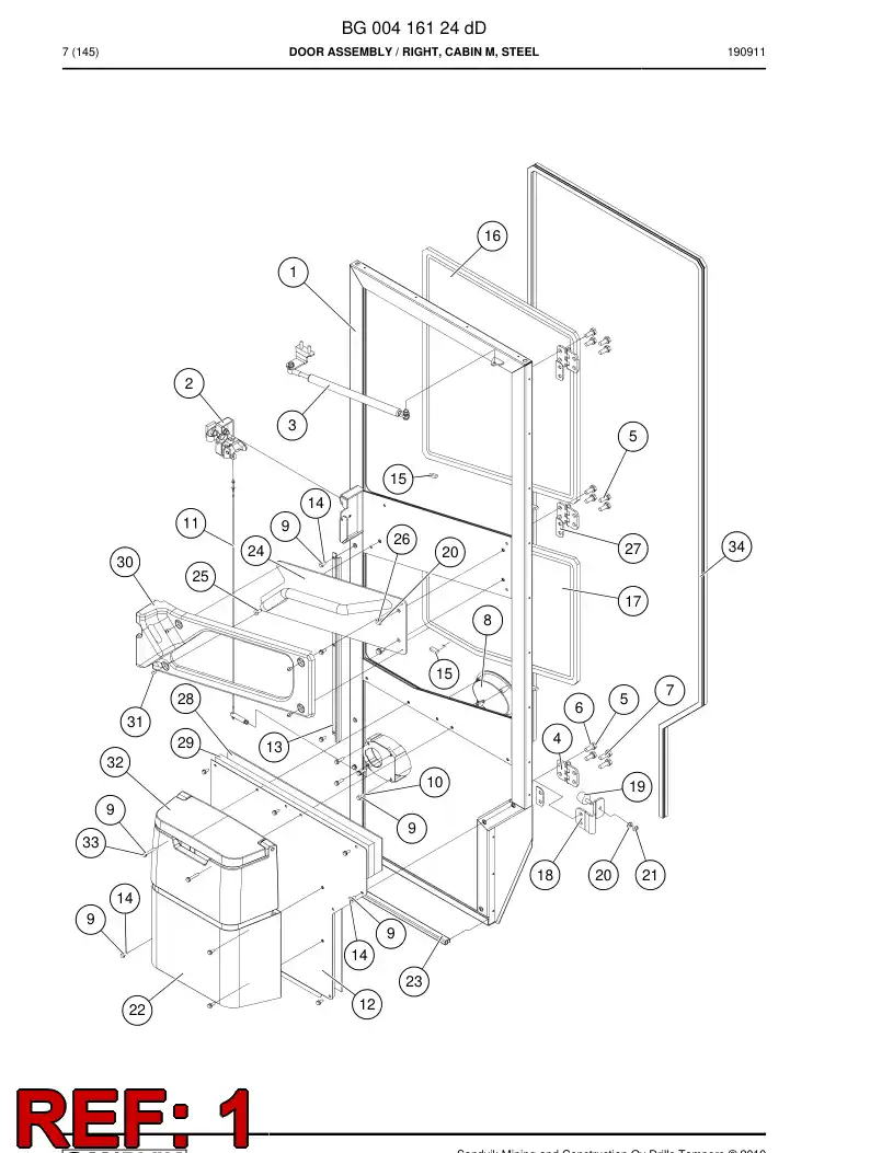 BG01153165a BG 011 531 65a Frame - Sandvik Technical Drawing