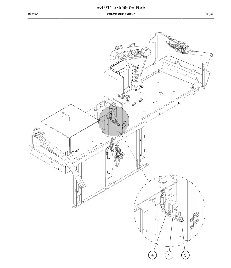 BG01157599b BG 011 575 99b Valve Assembly - Sandvik Technical Drawing