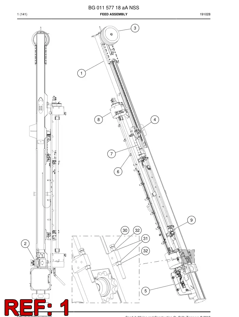 BG01157724b BG 011 577 24b Beam, Feed - Sandvik Technical Drawing
