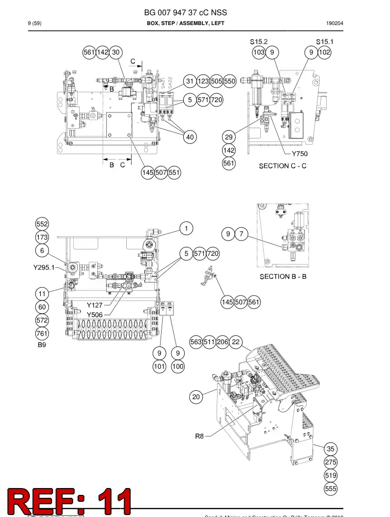 BG01158462a BG 011 584 62a Sensor, Pressure - Sandvik Technical Drawing