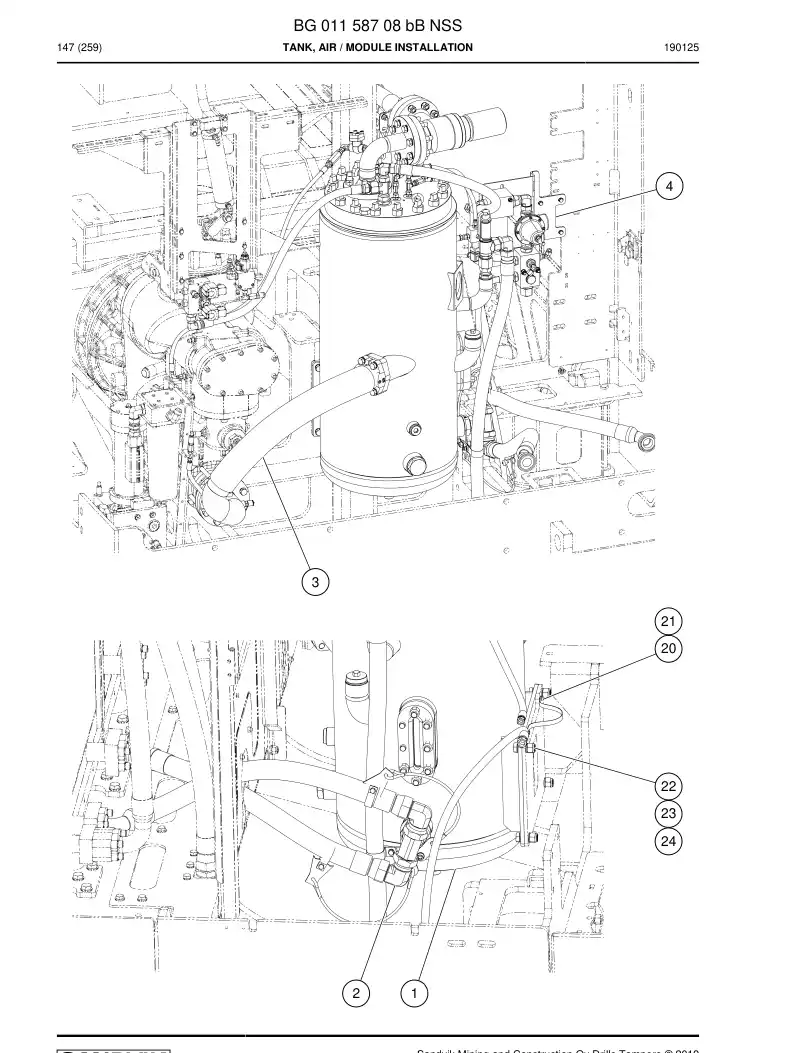 BG01158708b BG 011 587 08b Tank, Air - Sandvik Technical Drawing