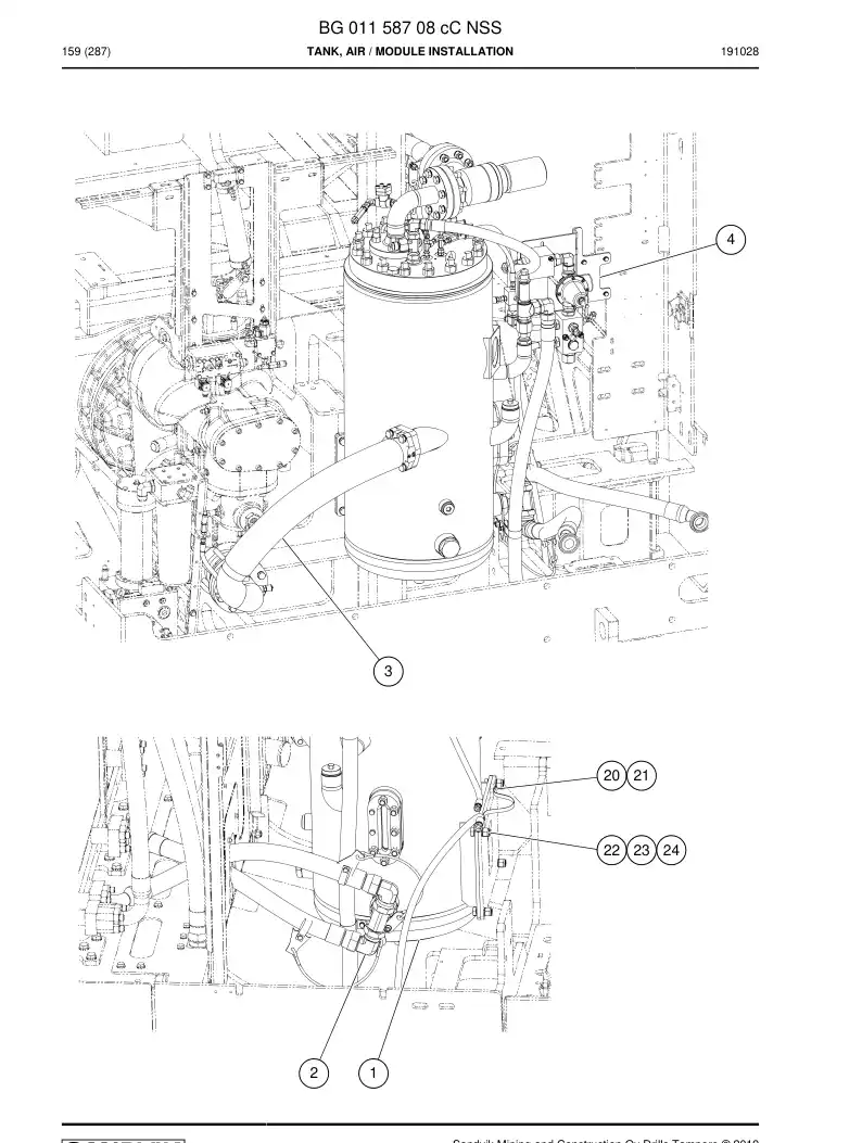 BG01158708c BG 011 587 08c Tank, Air - Sandvik Technical Drawing