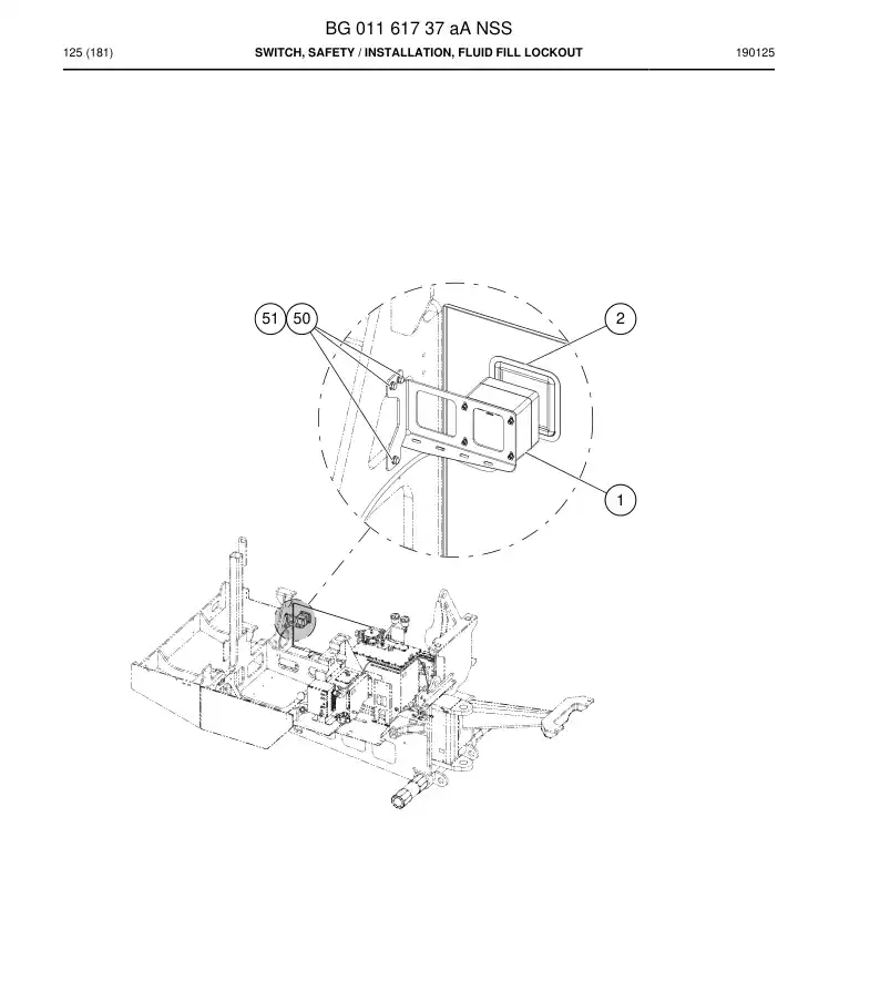 BG01161737a BG 011 617 37a Switch, Safety - Sandvik Technical Drawing