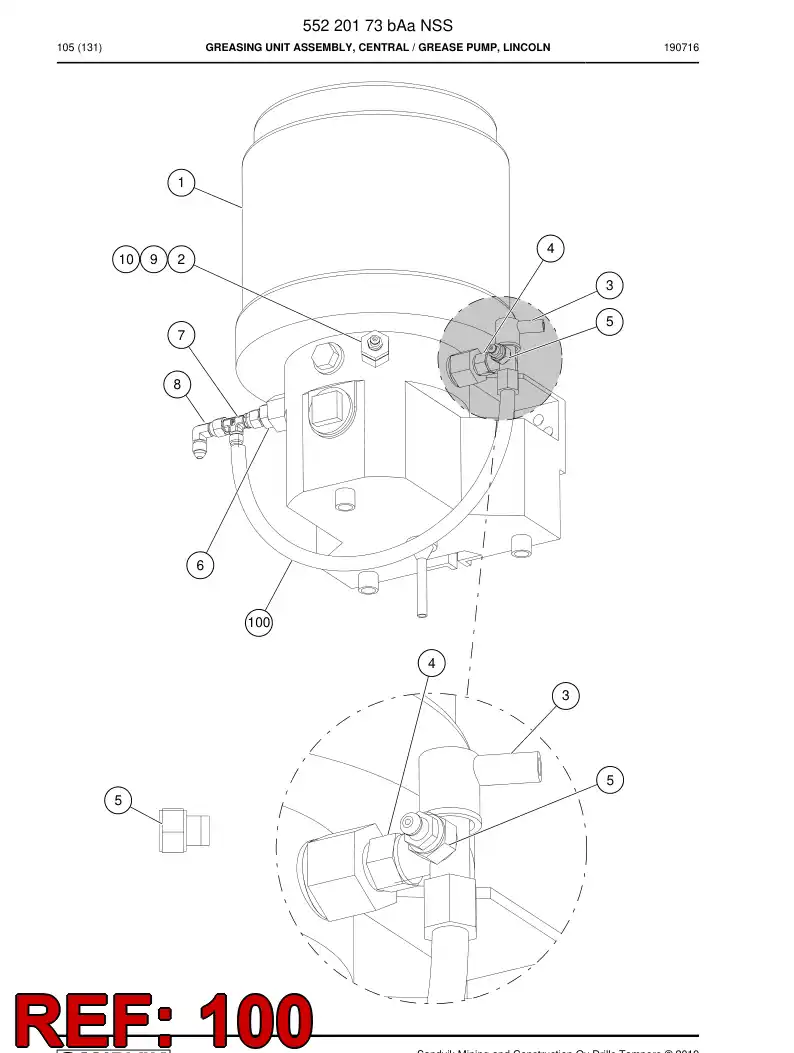 BG01161929a BG 011 619 29a Hose Assembly, Hydraulic - Sandvik Technical Drawing