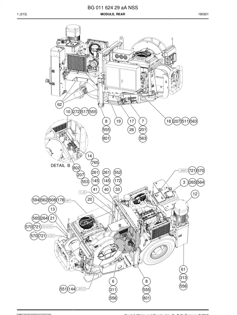 BG01162429a BG 011 624 29a MDULO, PARTE REAR - Sandvik Technical Drawing