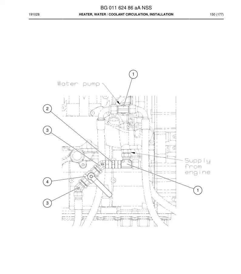 BG01162486a BG 011 624 86a Heater, Water - Sandvik Technical Drawing