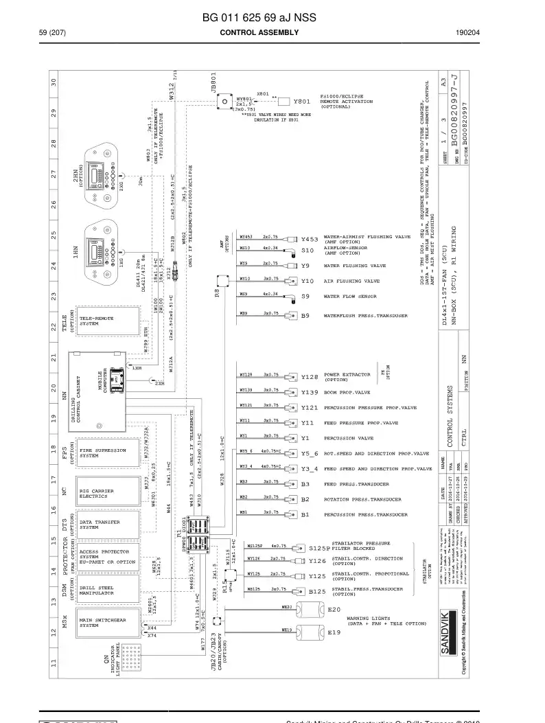 BG01162569a BG 011 625 69a ASSEMBLY DE CONTROL - Sandvik Technical Drawing